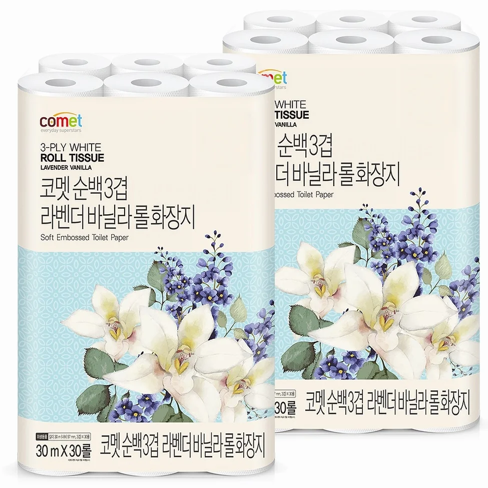 코멧 순백 3겹 라벤더 바닐라 롤화장지